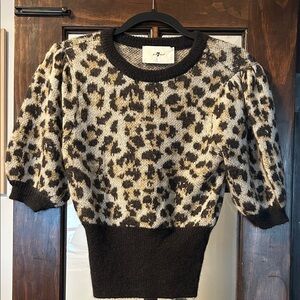 7 For All Mankind Leopard Print Sweater - Black and Brown